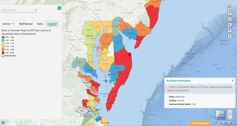 summer peak employment map