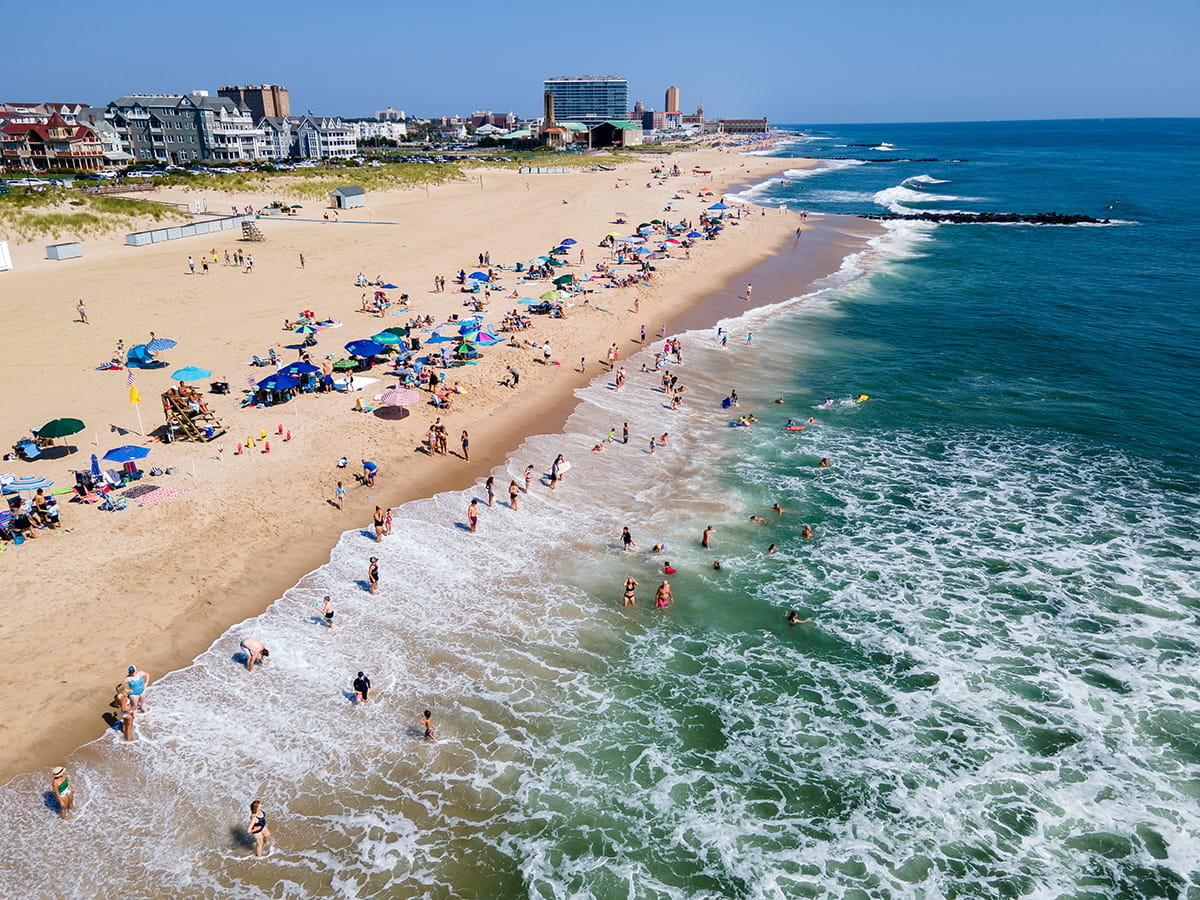 aerial scene of people at beach